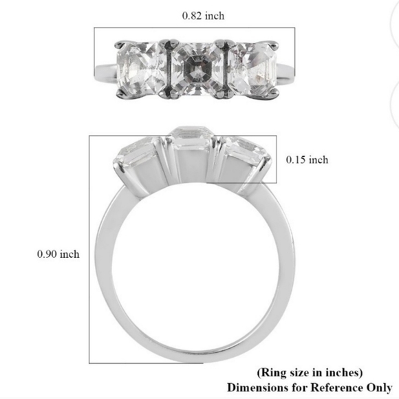 NEW White Sapphire 3 Stone Ring in Stainless Steel - Picture 13 of 13